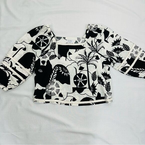 Nicole Miller Women’s size Medium Linen Off Shoulder Blouse - Picture 7 of 9